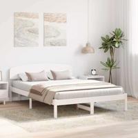 Bedframe met hoofdeinde Wit 160 x 200 cm Massief grenenhout - thumbnail