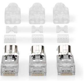 RJ45-Connector | RJ45 Pass Through | Stevig/Gesnoerd FTP CAT7 | Recht | Verguld | 10 Stuks | PVC | Grijs