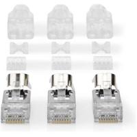 RJ45-Connector | RJ45 Pass Through | Stevig/Gesnoerd FTP CAT7 | Recht | Verguld | 10 Stuks | PVC | Grijs - thumbnail