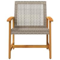 Tuinstoelen 2 st poly rattan en acaciahout grijs - thumbnail