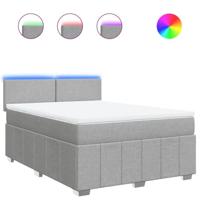 Boxspring met matras stof lichtgrijs 160x200 cm - thumbnail