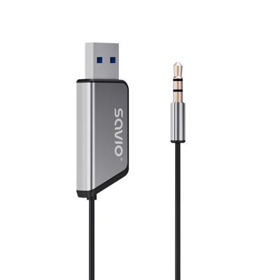 Savio TR-16 Zender AUX-adapter met handsfree functie, Bluetooth 5.3, Google Assistant/Siri