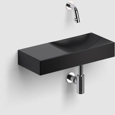 Clou Vale Fontein Met Voorbewerkt Kraangat Links Met Geïntegreerde Afvoer Zwart Mat Keramiek 45 cm Clou