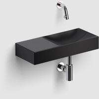 Clou Vale Fontein Met Voorbewerkt Kraangat Links Met Geïntegreerde Afvoer Zwart Mat Keramiek 45 cm Clou - thumbnail