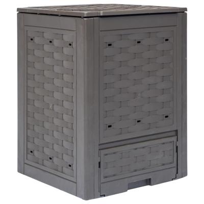 Compostbak 300 L 60x60x83 cm kunststof rattan bruin - thumbnail