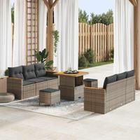 Tuinbankenset 9 pcs Grijs poly rattan - thumbnail