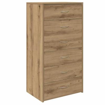 Dressoir met 6 lades 50x34x96 cm bewerkt hout artisanaal eiken