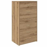 Dressoir met 6 lades 50x34x96 cm bewerkt hout artisanaal eiken - thumbnail