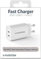 Mobilize Wall Charger 2x USB-C GaN 45W with PD/PPS White - thumbnail