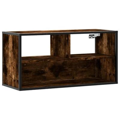 Tv-meubel 80x31x39,5cm bewerkt hout metaal gerookt eikenkleurig