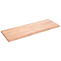 Tafelblad 140x50x(2-4)cm behandeld massief eikenhout lichtbruin - thumbnail