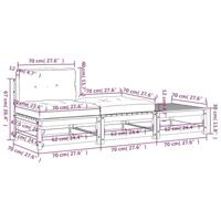 3-delige Loungeset met kussens massief grenenhout wit - thumbnail
