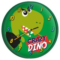 Crazy Dino groen wandklok 25 cm - thumbnail