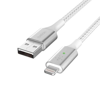 Belkin Smart LED-oplaadkabel, USB-C naar Lightning, 1,2 m (weergave van de laadstatus) voor iPhone, AirPods en iPad, MFi-gecertificeerd - wit, CAA007bt