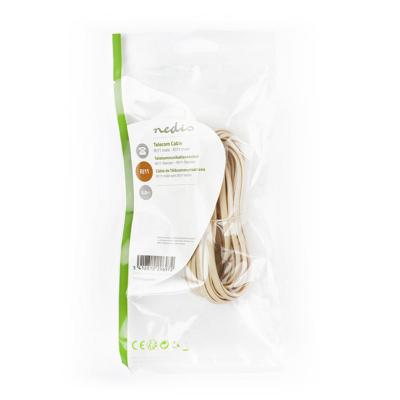 Telefoonkabel | RJ11 male - RJ11 male | 5,0 m | Ivoor