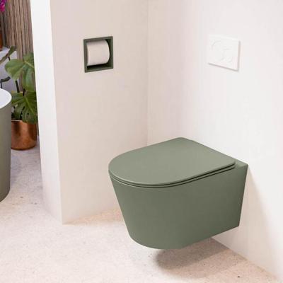 MONDIAZ LAVIE hangend toilet single fire rimless diepspoel Army, Toiletzitting met quick-release & softclose Army