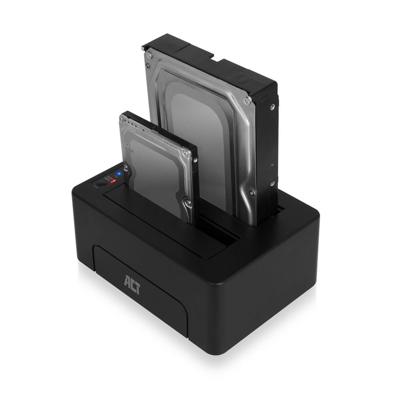 ACT 2,5 en 3,5 inch SATA Dual harde schijf docking station, USB 3.2 Gen1