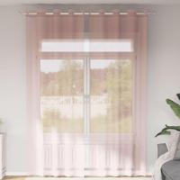 VidaXL Gordijnen voile met doorvoertules 2 st 140x300 cm lichtroze - thumbnail