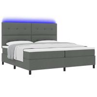 Boxspring bed met matras Donkergrijs 200 x 200 cm Stof - thumbnail