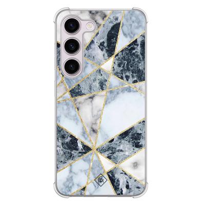 Samsung Galaxy S23 Plus shockproof hoesje - Marmer blauw
