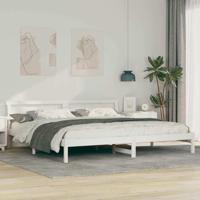 Bedframe met hoofdeinde Wit 200 x 200 cm Massief grenenhout - thumbnail