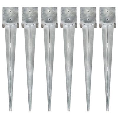 VidaXL Grondpinnen 6 st 14x14x91 cm gegalvaniseerd staal zilverkleurig VidaXL Grondpinnen 6 st 14x14x91 cm gegalvaniseerd staal zilverkleurig