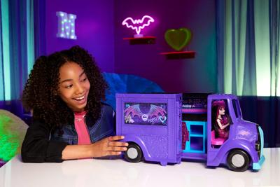 Monster High-Tour Bus Blood-sational Rock-Set met pop en bus HXH83 - thumbnail