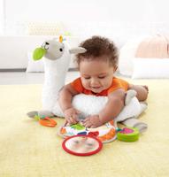 Fisher Price knuffeldierkussen Tummy Time Lama 43 cm pluche wit - thumbnail