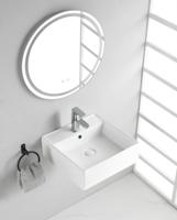 Wastafel Wiesbaden Larx 46 cm Vierkant Glans Wit - thumbnail