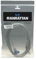 Manhattan USB-kabel USB 2.0 USB-A stekker, USB-A bus 4.50 m Zilver 340502 - thumbnail