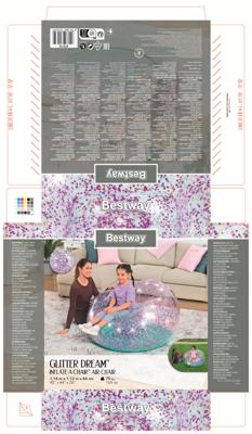 Bestway Opblaasbare Glitter Gigantische Fauteuil 114x112x66 cm +6 Jaar Binnen en Tuin 75115
