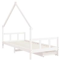 Kinderbedframe met lades 90x200 cm massief grenenhout wit - thumbnail