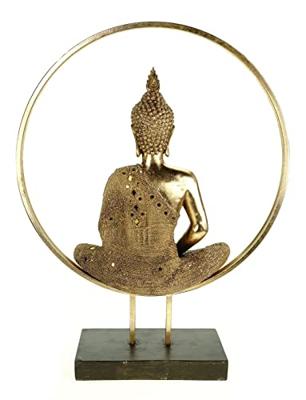 Displaystand Buddha in cirkel van poly, metaal goud (B/H/D) 49x65x17cm