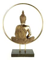 Displaystand Buddha in cirkel van poly, metaal goud (B/H/D) 49x65x17cm - thumbnail