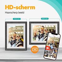 Pora&co Digitale Fotolijst met WiFi & Frameo App 10 inch, wit / bruin - thumbnail