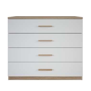 Ladekast Selena 4 lades - eikenkleur/wit - 84,7x100x41,6 cm