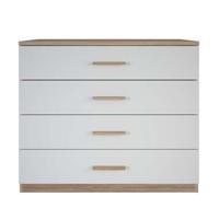 Ladekast Selena 4 lades - eikenkleur/wit - 84,7x100x41,6 cm - thumbnail