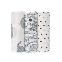 Lässig Heavenly soft swaddle doek / luier L 3 stuks Little Water Whale 80 x 80 cm - thumbnail