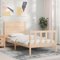 Bedframe met hoofdbord massief hout - thumbnail