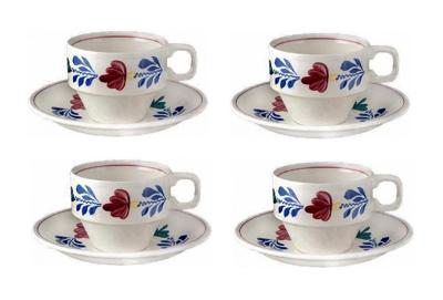 Boerenbont Kop en schotel stapelbaar 200ml - set van 4 stuks