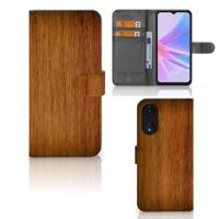 OPPO A78 5G | A58 5G | Book Style Case | Donker Hout | Portemonnee hoesje - thumbnail