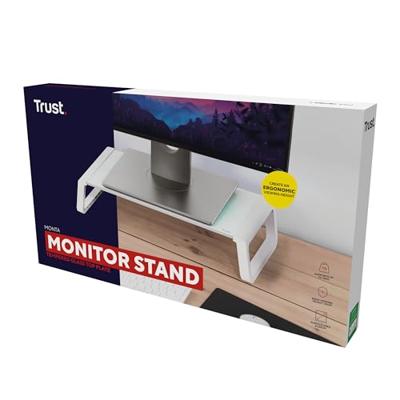 Trust Monta monitorstandaard, gehard glas, wit