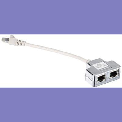 Digitus RJ45 Netwerk Adapter CAT 5, CAT 5e [1x RJ45-stekker - 2x RJ45-bus] 0.19 m Grijs