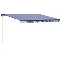 Luifel handmatig uittrekbaar 450x300 cm blauw en wit - thumbnail