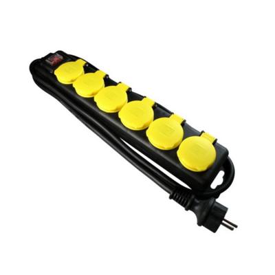 Stopcontacten met klep 6 voudig 1,5 m Neopreen kabel 3x1,5mm² H07RN-F