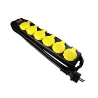 Stopcontacten met klep 6 voudig 1,5 m Neopreen kabel 3x1,5mm² H07RN-F - thumbnail