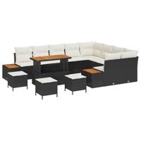 Tuinbankenset 13 pcs Zwart poly rattan - thumbnail