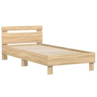 Bedframe met hoofdbord en LED sonoma eikenkleurig 75x190 cm - thumbnail