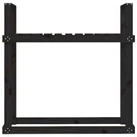 Haardhoutrek 110x35x108,5 cm massief grenenhout zwart - thumbnail