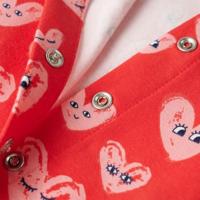 Kinderjumpsuit hartjesprint 128 rood - thumbnail